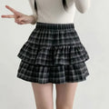 Y2k Gothic Punk Women Mini Skirts Rock Subculture Cake Skirts Cute Ruffled Plaid Skirt Japanese Preppy Style Casual Short Skirts
