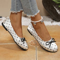 Women Polka Dot Bow Ballet Flats Round Toe Slip‑on Casual Flat Shoes