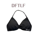 DFTLF Sports Strappy Bra Women Halter Thin Strap Seamless High Support Breathable Soft Push Up Yoga Pilates Gym Workout Fitness