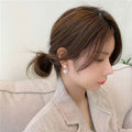 Korean Style Contracted Heart Pearl Earrings For Women Sweet Flower Zircon Geometric Pendant Earring Girl Party Jewelry Gift