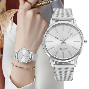 Luxury Women Watches 2025 New In Stylish Silver Minimalist Business Elegant Ladies Quartz Watch Leather Steel Clock Reloj Mujer