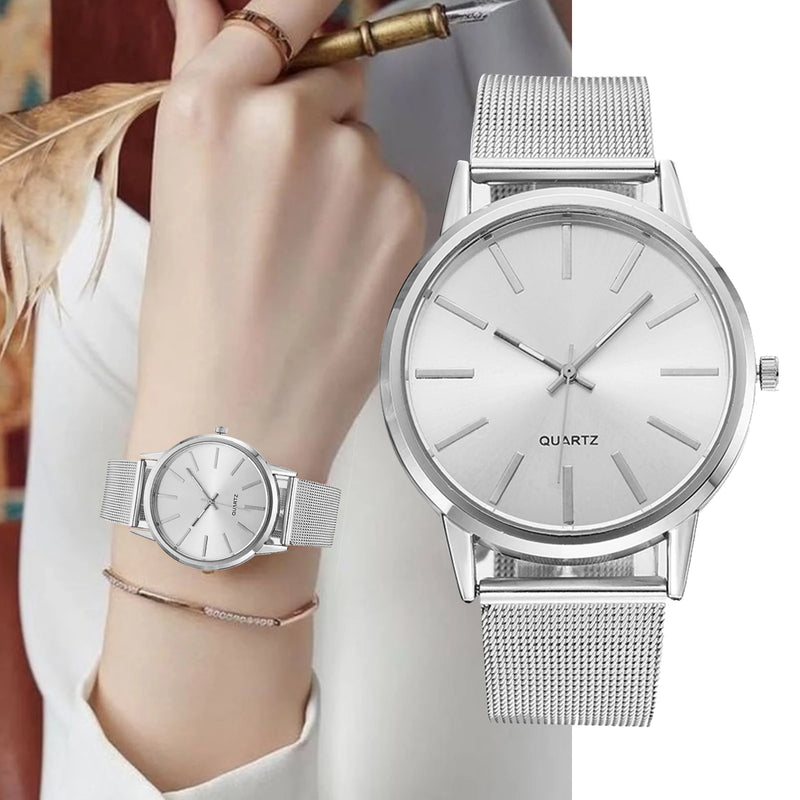 Luxury Women Watches 2025 New In Stylish Silver Minimalist Business Elegant Ladies Quartz Watch Leather Steel Clock Reloj Mujer