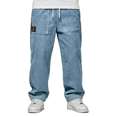 Pants Men's Straight Retro Vertical Striped Men's Pants Corduroy Autumn Casual Pocket Trousers Loose Straight Bottoms Fashion Sports Male Clothing