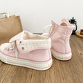 2026 Fresh Women Canvas Shoes High Top Female Flat Canvas Sneakers Lace Up Student Black Sport Shoes Pink Girls Shoe Summer