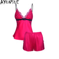 AYUNSUE 19Mm 100% Real Silk Sleepwear Women Summer Pajama Sets Women's Home Clothes Sexy Sleepwears Two-piece Set Пижама Женская
