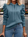 2024 Autumn Winter New Polo Hoodie Solid Color Long Sleeve Fashion Stacked Sleeve Casual Comfortable Women's Hoodie