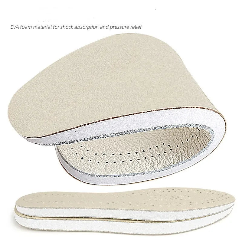 Women Shoe Leather Insoles Men Orthopedic Insoles O-leg Double-sided Leather Shoe Insoles Men Women Cowhide Breathable Shock-absorbing And Pressure-relieving