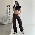 Vintage Brown Women Wide Leg Jeans Y2K Fall High Waist Streetwear Loose Denim Pants Ladies Harajuku All-Match Straight Trousers
