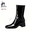 Ankle Boots Boots Woman Hot Sale New Ankle Boots For Woman 4CM Chunk Heel Square Toe Side Zip Casual Short Boots Nightclub Fashion Versatile Lady Shoes