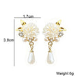 2026 New White Acrylic Flower Dangle Earrings for Women White Pearl Water Drop Pendants Hanging Earrings Bohemian Ear Jewelry