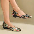 Spring Autumn Print Design Pointed Toe Women's Mid Heel Single Shoes 2026 Fashion Simple Style Outdoor Casual Shoes for Women