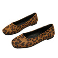 Vintage Leopard Print Square Toe Women Flats Soft Non-slip Sole Slip On Casual Shoes Office Daily Ladies Dress Ballet Shoes