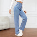 2026 New European and American High-Waisted Water-Washed Women's Jeans Long Fashionable and Versatile Straight-Leg Pants