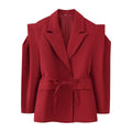 7 Color Autumn Lacing Up Bow Sashes Wide Shrug Shoulder Long Sleeve Blazer Chill Vintage Women Pockets Loose Suit Coat