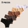 5Pcs/Set Women's Cotton Lace Patchwork Bikini Panties Seamless Low Waist Quality Breathable Brazilian Panty Female Sexy Lingerie