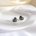 FTCY Trendy Heart Stud Earrings for Women Classic Black White Peach Heart Shape Earrings Women Fashion Korean Jewelry Gifts