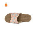 Women's Straw Slipper Indoor Anti-slip Home Shoes Flat Sandals Casual Slippers Women's Cross Strap Linen Slippers Vintage Floral