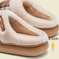Women's Winter Warm Fur Slippers Stripe House Non Slip Shoes Comfort Flat Heel Home Indoor Bedroom Casual Plush Men Slippers