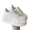 2025  Lightweight Sports  Genuine Leather Thick Bottom Women's Super High Heel Bread Shoes Versatile Height Casual Board Shoes