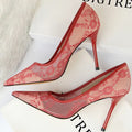 Sexy Lace High Heels Shoes Women Brand Quality Summer Breathable Female Pumps zapatos de talons Lady Party Wedding Shoes WSH4113