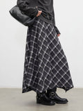 CHIC VEN New Women Skirts Loose Casual Retro High Waisted Office Ladies A-line Plaid Sanded Mid Length Skirt Spring Autumn 2026