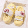 Sweet Bowknot Design Furry Fur Indoor Slippers 2026 Winter Warm Plush Home Slippers Women Soft Sole Non Slip Platform Girl Shoes