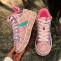 High Top Rhinestone Printing Women's Platform Shoes New Heightened Casual Sneakers Shine Design Outdoor Shoes Luxury Sneakers