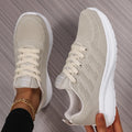 Four-Season Women's Casual Sports Shoes, Breathable Solid Color Work Shoes, Student Running Shoes, Mesh Lace-Up Travel Shoes, Flat Women's Shoes, Low-Top Women's Shoes