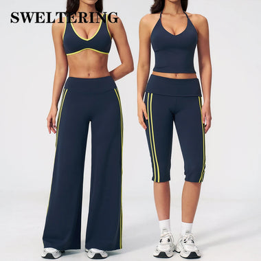 Women's Sports 2 Pieces Women's Tracksuit Workout Clothes Yoga Set Sportswear High Waist Bell-bottoms Sexy Fitness Bta Sports Suit Gym Clothing