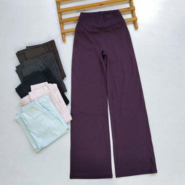 Women's Wide Leg Yoga Pants | Cooling Buttery Soft Breathable Elastic Waist Drapey Straight Full Length Gym Lounge Pants