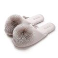 Fashion Indoor Slippers Keep Warm Anti-slip Flat Shoes with Plush Ball Wear-resisting Home Shoes for Women