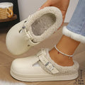 Waterproof Eva Closed Toe Mules Slippers Women 2025 Winter Warm Plush Home Slippers Woman Non Slip Thick Sole Ndoor Cotton Shoes