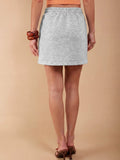Gen Z Popular Sweat Street Skirt Women Drawstring High Waist Side Pockets Solid Color Loose Casual Sport Mini Skirt