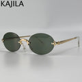 Women Sunglasses Y2K Punk Oval Metal Sunglasses Women 2026 Luxury Designer Vintage Steampunk Rimless Sun Glasses Classic Travelling Eyewear UV400