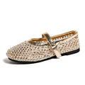Women's 2026 New Mesh Full of Diamond Decoration Breathable Ballet Flats Spring Summer Non-slip Comfortable Casual Low-top Shoes