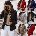 Women's Long Sleeve Slim Fit Blazer, Button Front Short Suit Jacket Office Casual Coat