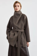 LILY Wool-Blend Draped Collar Coat