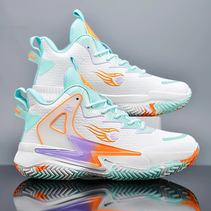 Unisex Basketball Shoes Fashion High-quality Wear-resistant Teenagers Outdoor Anti Slip Breathable Sports Training Sneakers Men