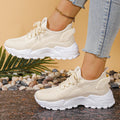 Thick Platform Dad Sneakers Breathable Knit Fashion Comfortable Slip Resistant Soft Sole Shoes for Women Outdoor Walking