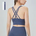 Summer Women Sports Bra Sexy Criss Cross Straps back Sports Top Underwear Shockproof Yoga Running Fitness Crop Top