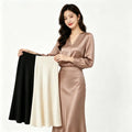 Solid Color Satin Skirt Slim Fit Acetic Acid Satin High Waisted Skirt Flowy Fabric Hip Hugging Design Midi Skirt Spring Summer