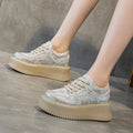 8CM Height Increasing Womens Shoes Fashion Causal Non-slip Sport Footwears Chunky Designer Vulcanized Lace-up Sneakers Zapatos