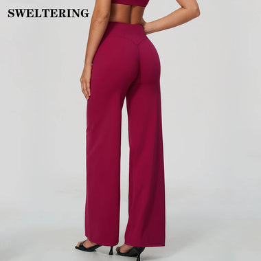 Women's Yoga Pants High Waist Wide Leg Yoga Pants Women's Fitness Sports Bell Bottom Trousers Female Running Workout Gym Yoga Athletic Pants