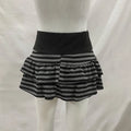 2026 Summer New Women's Wear  Y2K Grunge Black and Grey Striped Ruffle Mini Skirt  High Waist Elastic Waist Tight A-line Skirt