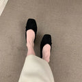 Square Toe Ballet Flats Women Soft Sole Casual Shoes Elegant Bow Shallow Slip-On Work Daily Vintage Ladies Footwear