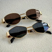 2pcs Summer Trendy Glasses Set Rhombus Metal Frame Sunglasses Suitable for Daily Commute and Street Photography Eyewear