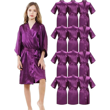 Silk Kimono Girl Dress Pink Bathrobes for Girls Nightwear Satin Silk Kids Robes Summer Girl Nightgown Sleepwear Children Kimono Wedding Spa Party Dress
