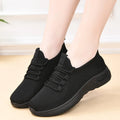 Middle-Aged and Elderly Women's Work Shoes Black Spring and Autumn Flat Shoes Non-Slip Soft Sole Mom Shoes Comfortable Casual Shoes