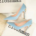 Fashion Light Luxury Pointed Toe High-heeled Stiletto Women's Shoes Sexy Metal Flower Wedding Shoes Banquet High-quality Single