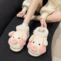 ZUOFU Unisex Cute Pig High Top Plush Slippers Autumn Winter Fluffy Faux Fur Non-Slip Warm Indoor Ankle Cotton Shoes